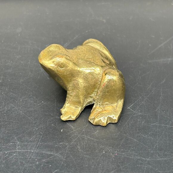 Brass Frog Paperweight Figurine 2.5” wide (A) - Picture 4 of 6